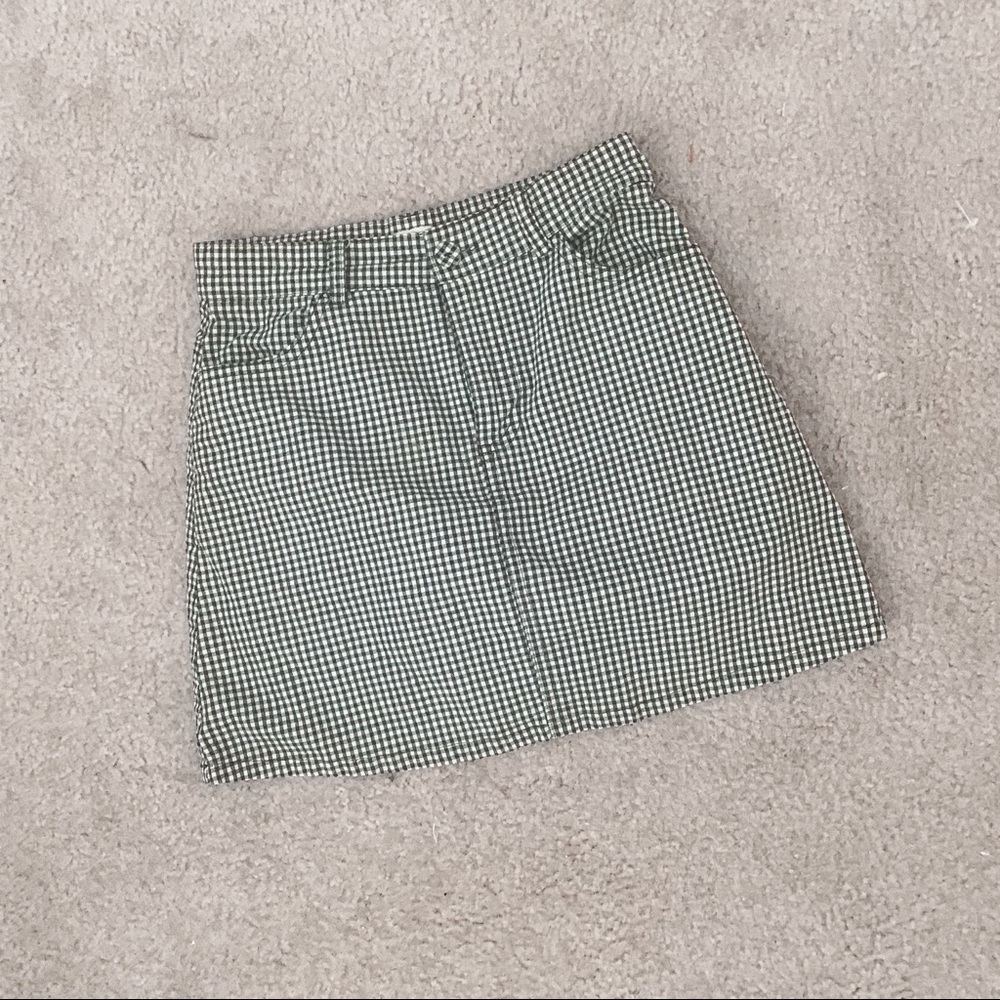 John Galt gingham black white mini skirt